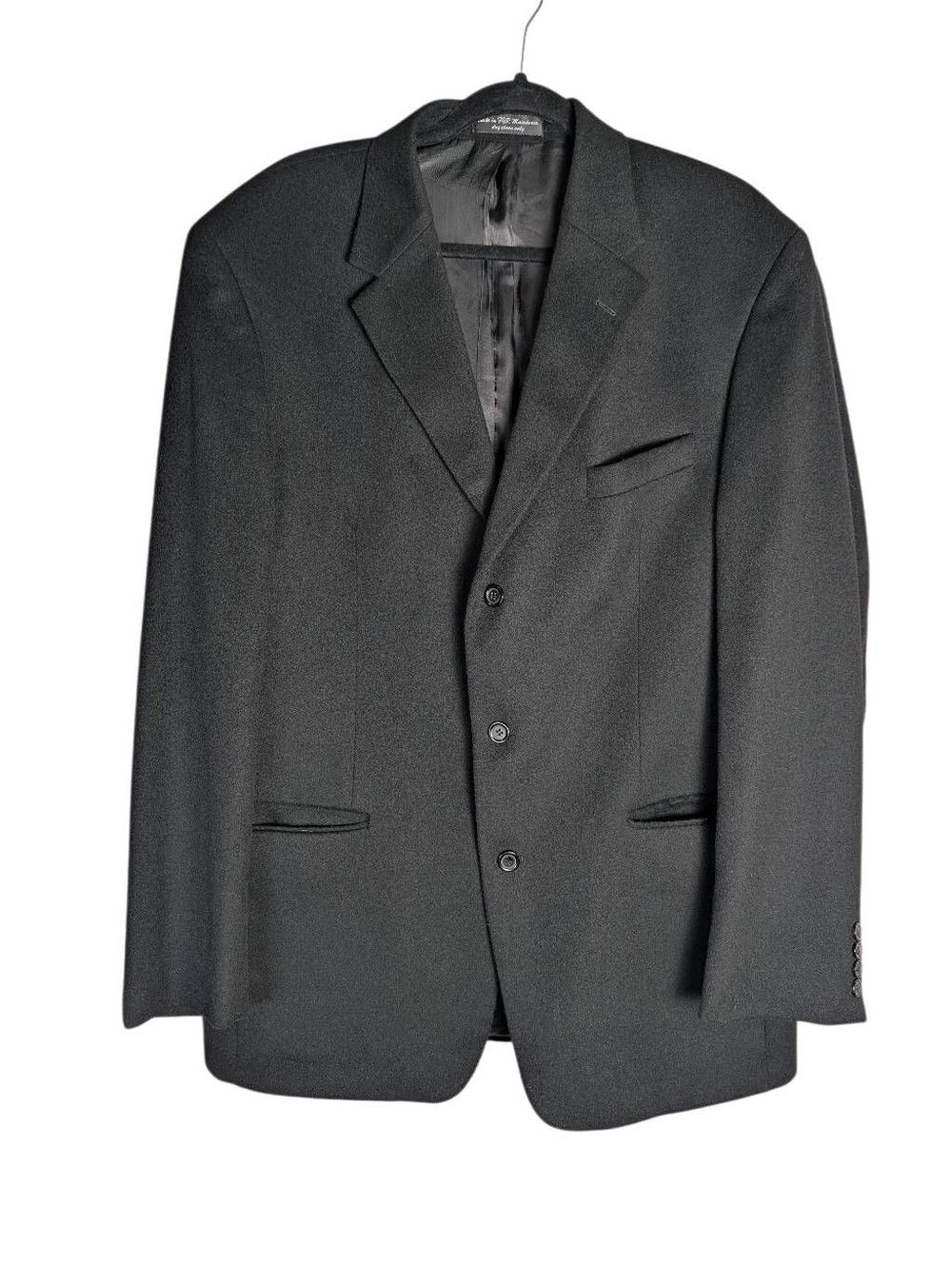 Andrew Fezza Black Wool Cashmere Silk Blend blazer suit jacket mens 44L